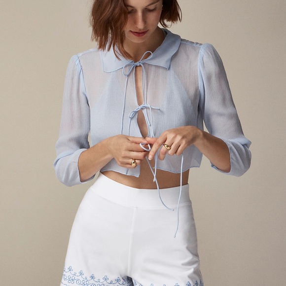 J.Crew Maryam Nassir Zadeh X J.Crew sheer top in silk chiffon CC113 - Picture 1 of 10